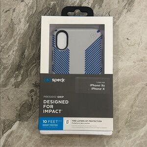 Speck Presidio Grip iPhone Xs/X Case - Blue and Gray